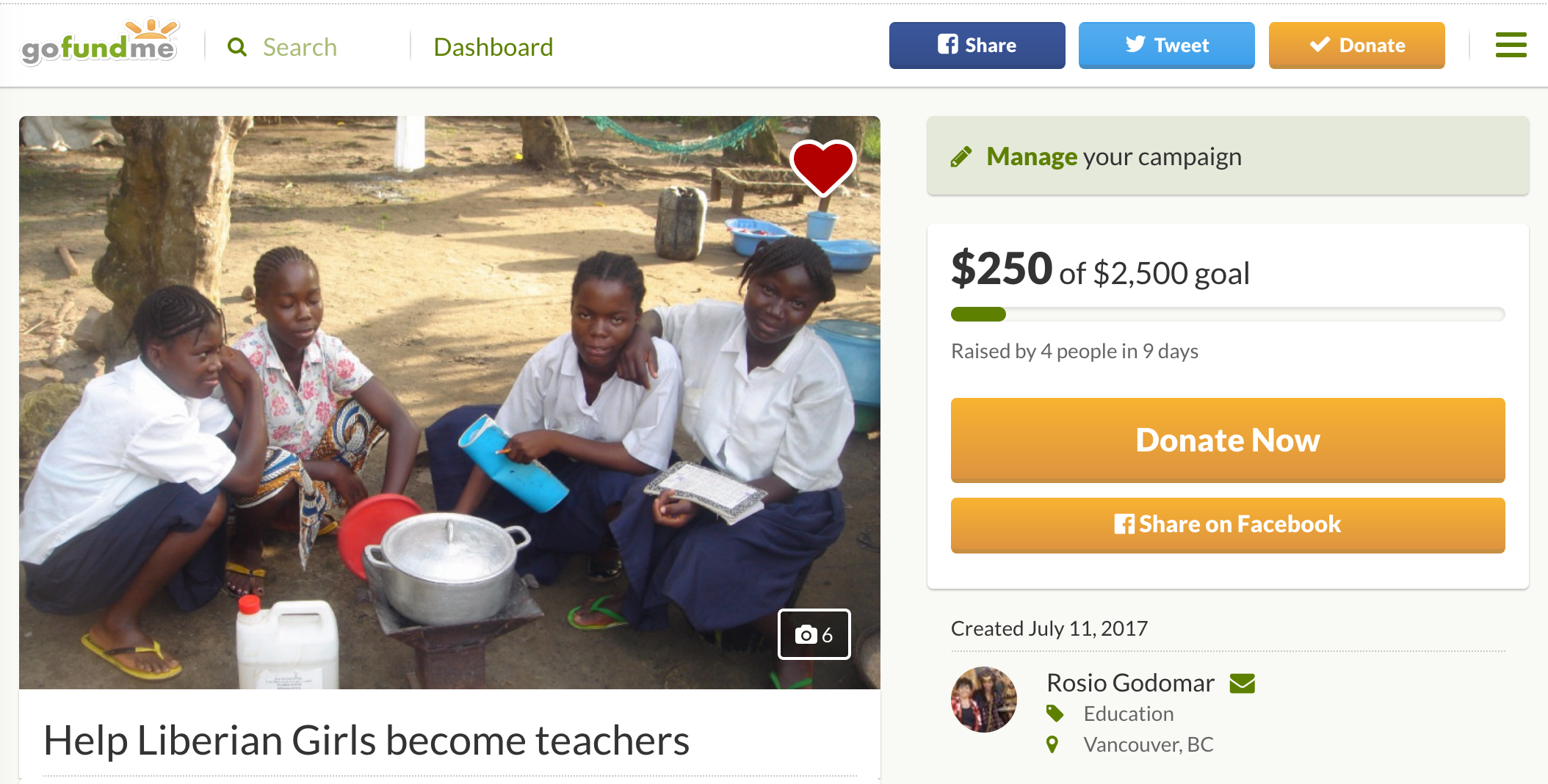 Link to donate to Educate Girls Network Campaign